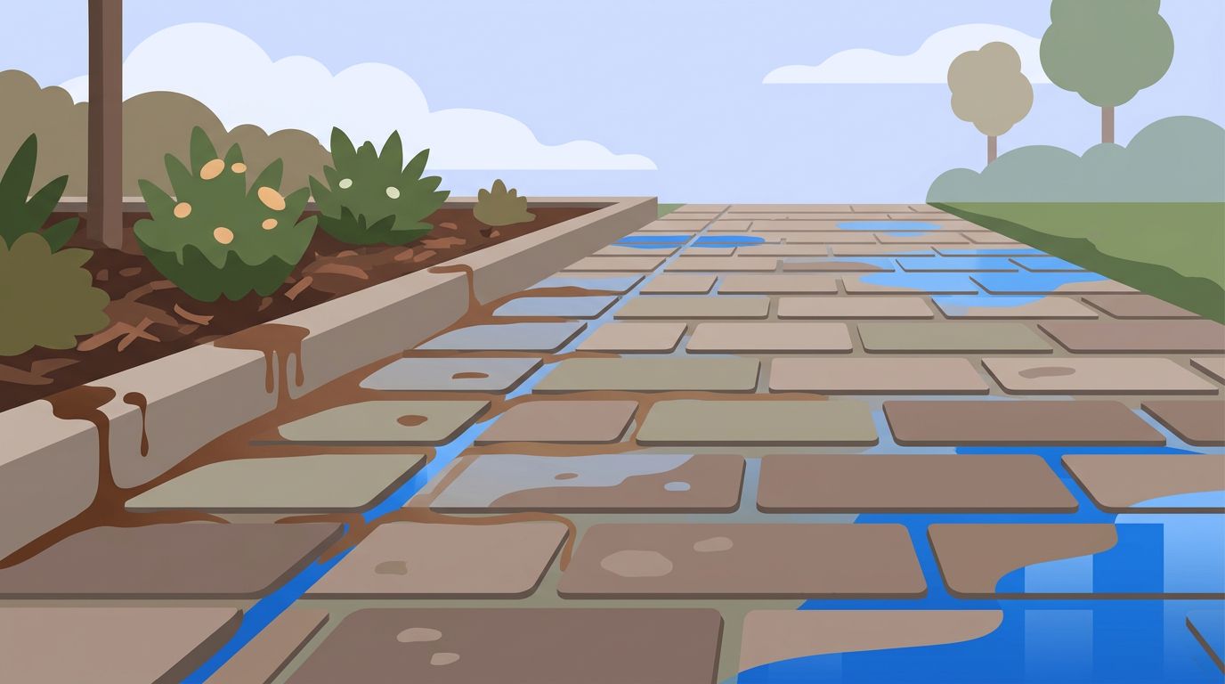 How Mulch Stains Brick Walkways After Rain
