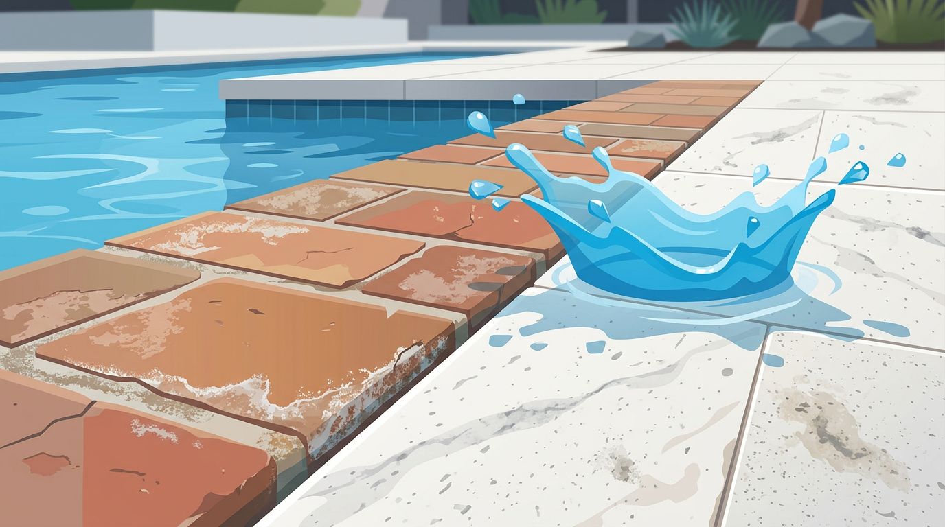 How Pool Splash Wears Down Brick and Travertine