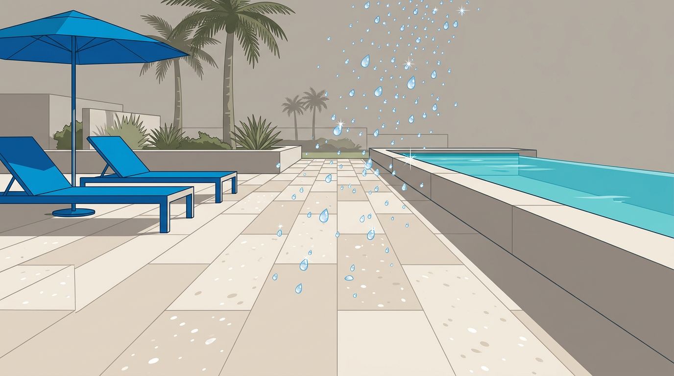Travertine Hard Water Spots on Pool Decks