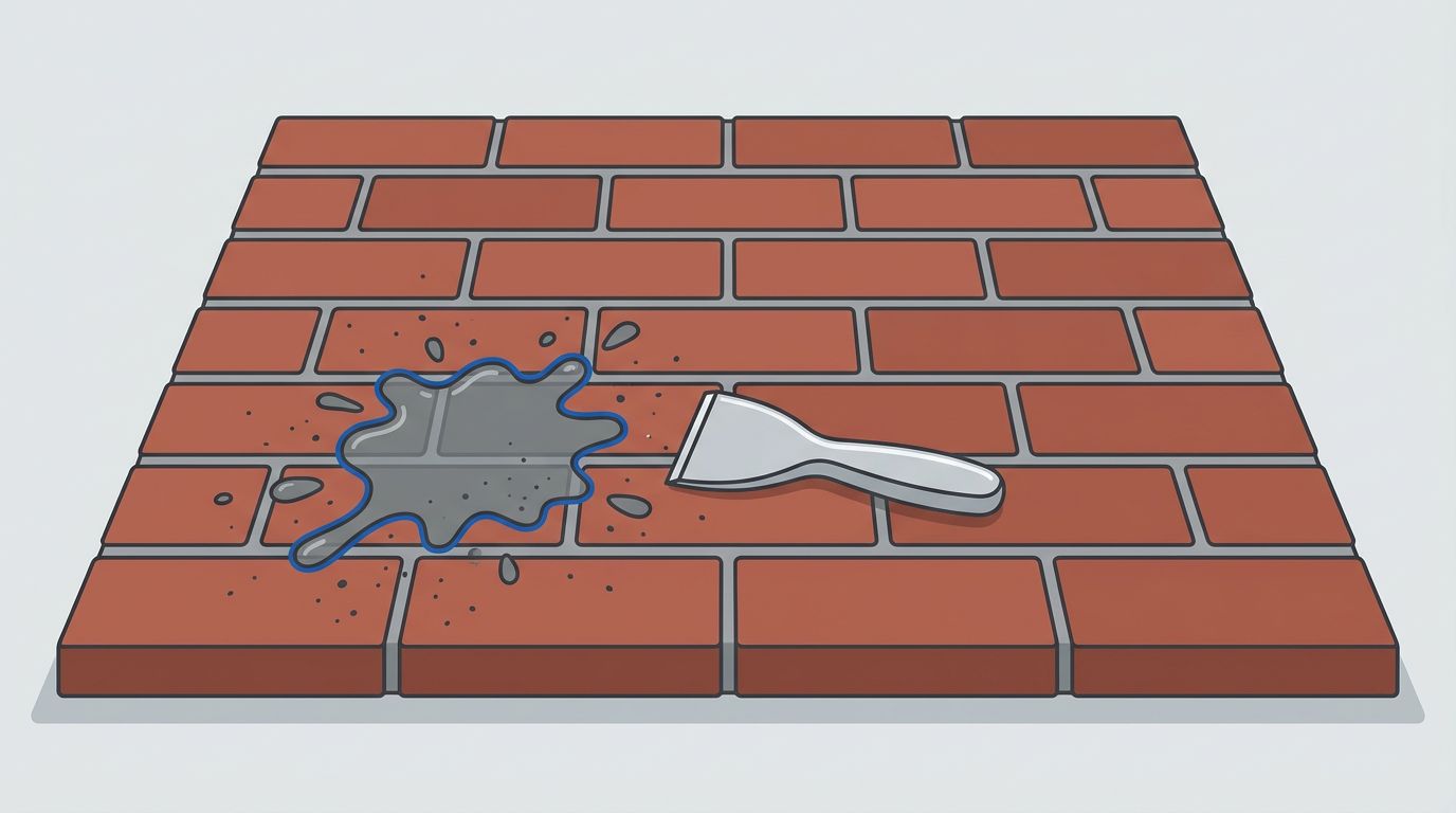 Concrete Splatter on Brick Pavers After Home Renovations