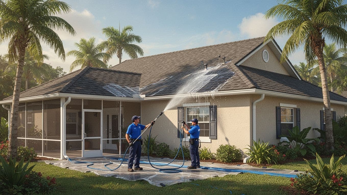 Safe Florida roof cleaning for tile and shingle materials.