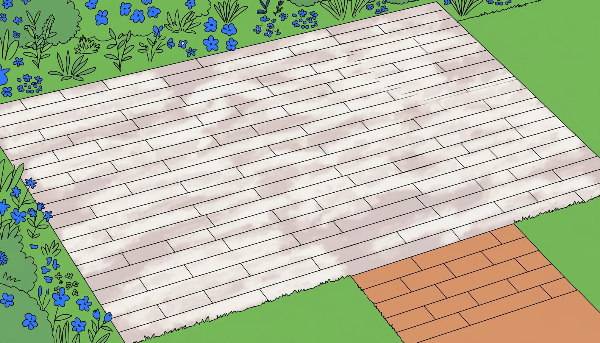 Patio pavers with white residue before polymeric sand haze removal